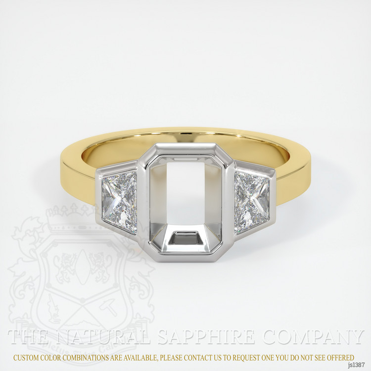 14K White & Yellow Three Stone Ring Setting