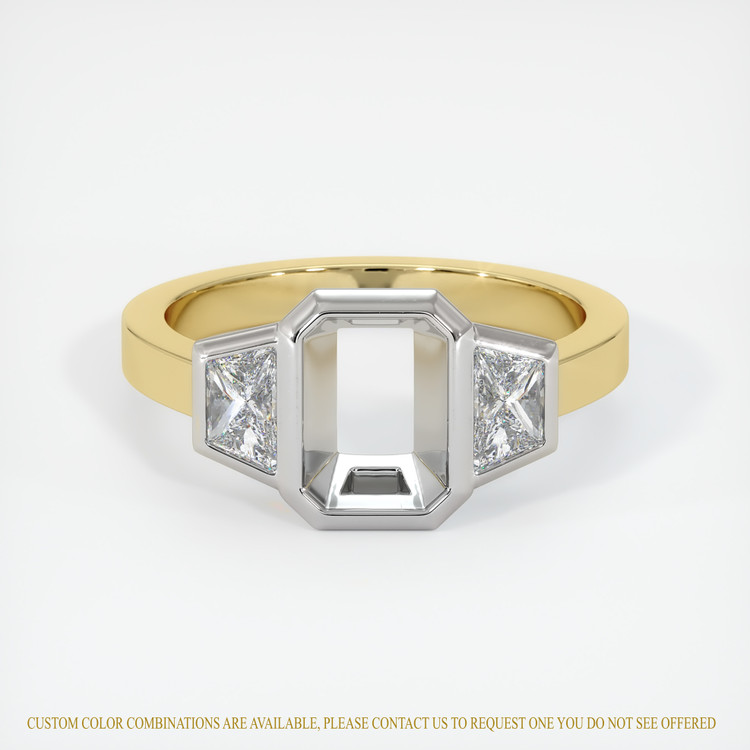 14K White & Yellow Three Stone Ring Setting