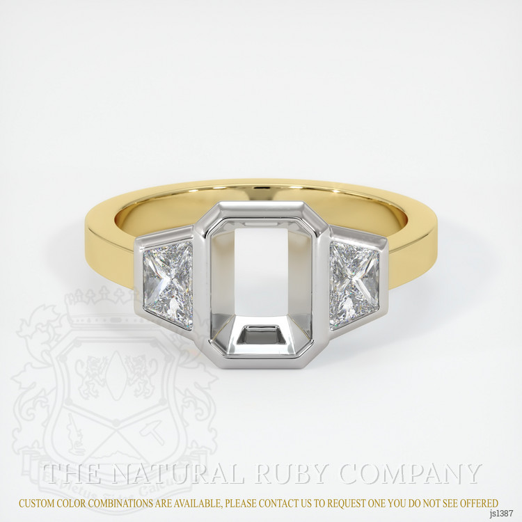 14K White & Yellow Three Stone Ring Setting