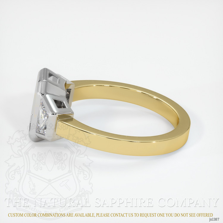 14K White & Yellow Three Stone Ring Setting