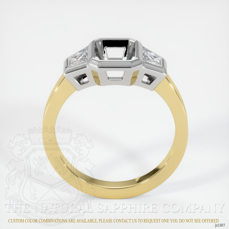 14K White & Yellow Three Stone Ring Setting