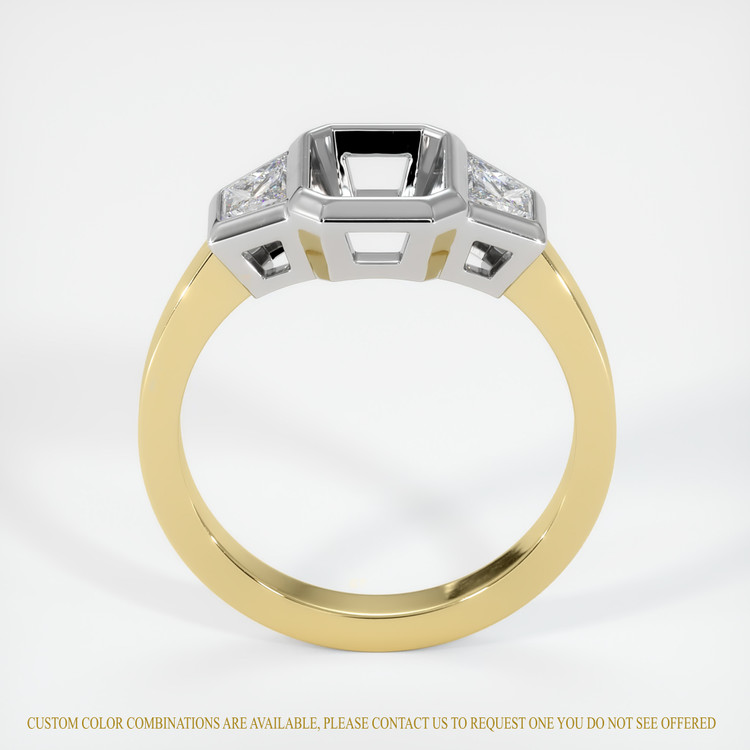 14K White & Yellow Three Stone Ring Setting