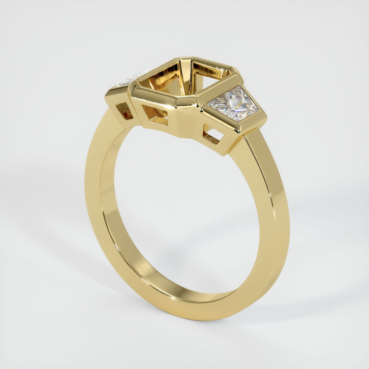 14K Yellow Gold Three Stone Ring Setting