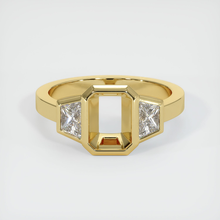 18K Yellow Gold Three Stone Ring Setting