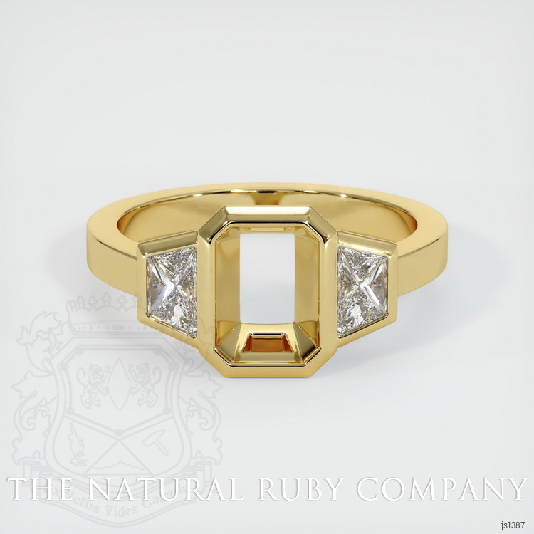 18K Yellow Gold Three Stone Ring Setting