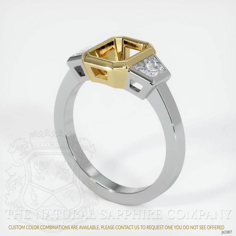 14K Yellow & White Three Stone Ring Setting