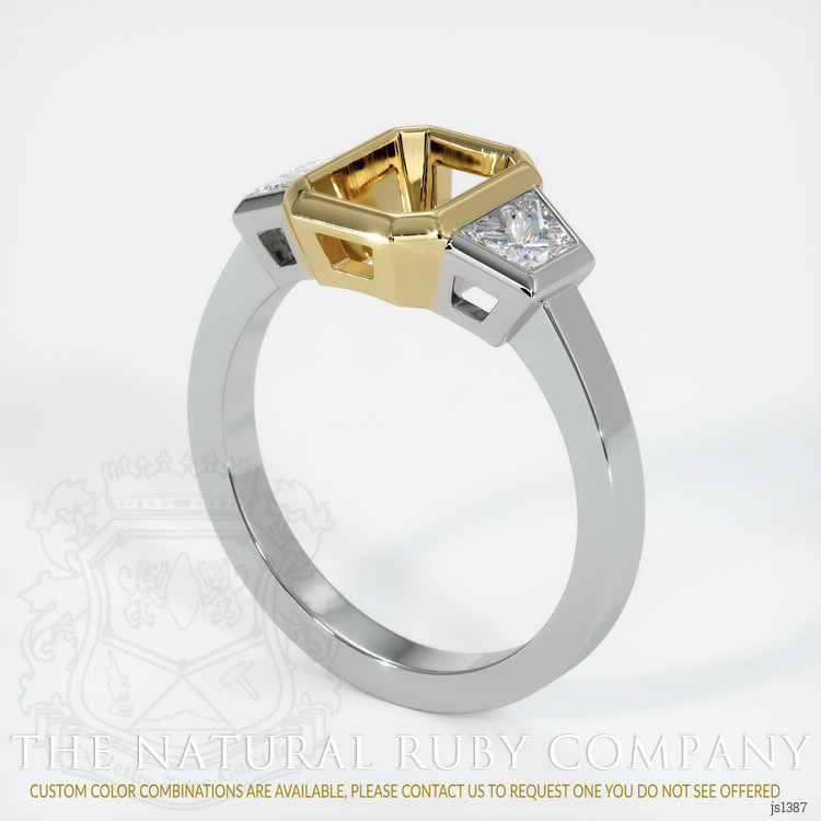 14K Yellow & White Three Stone Ring Setting
