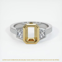 14K Yellow & White Three Stone Ring Setting Image