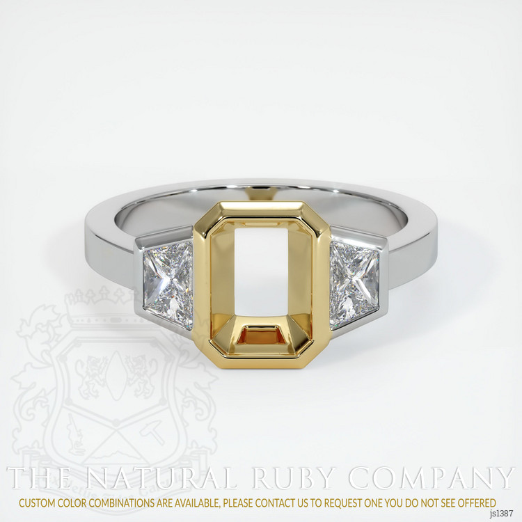 14K Yellow & White Three Stone Ring Setting