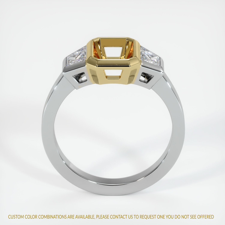 14K Yellow & White Three Stone Ring Setting