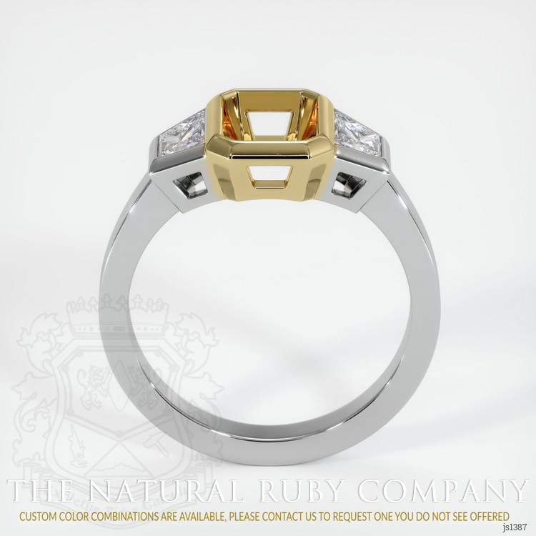 14K Yellow & White Three Stone Ring Setting