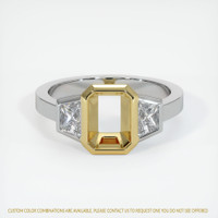 18K Yellow & White Three Stone Ring Setting Image