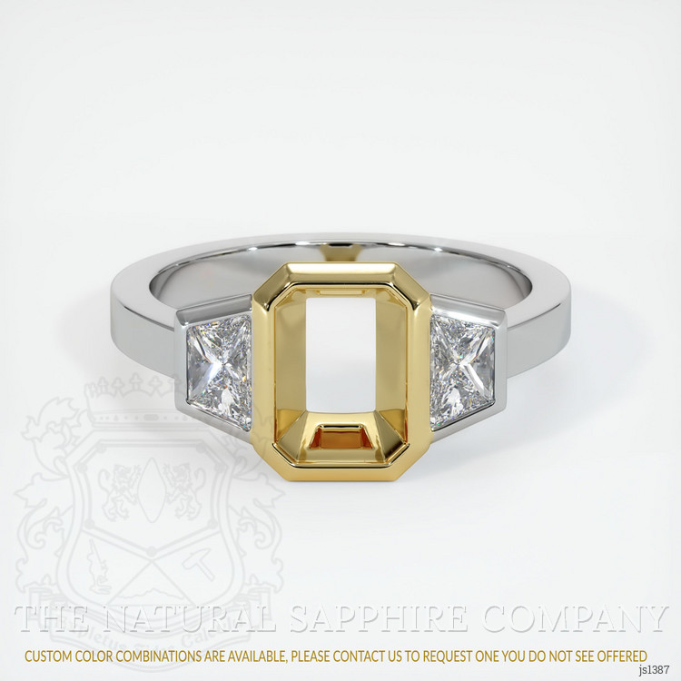 18K Yellow & White Three Stone Ring Setting