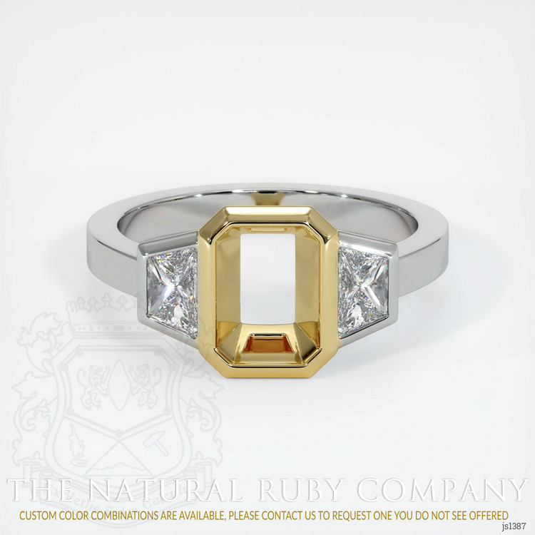 18K Yellow & White Three Stone Ring Setting