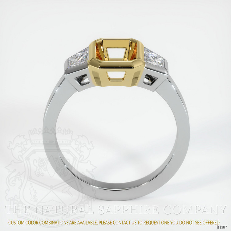 18K Yellow & White Three Stone Ring Setting