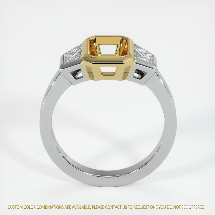 18K Yellow & White Three Stone Ring Setting