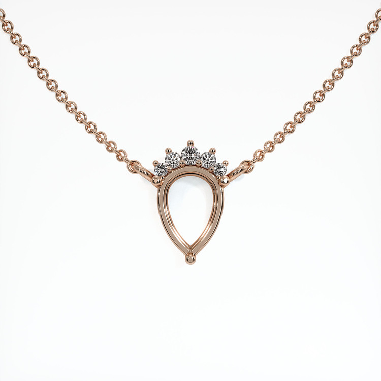 14K Rose Gold Accent Stones Necklace Setting