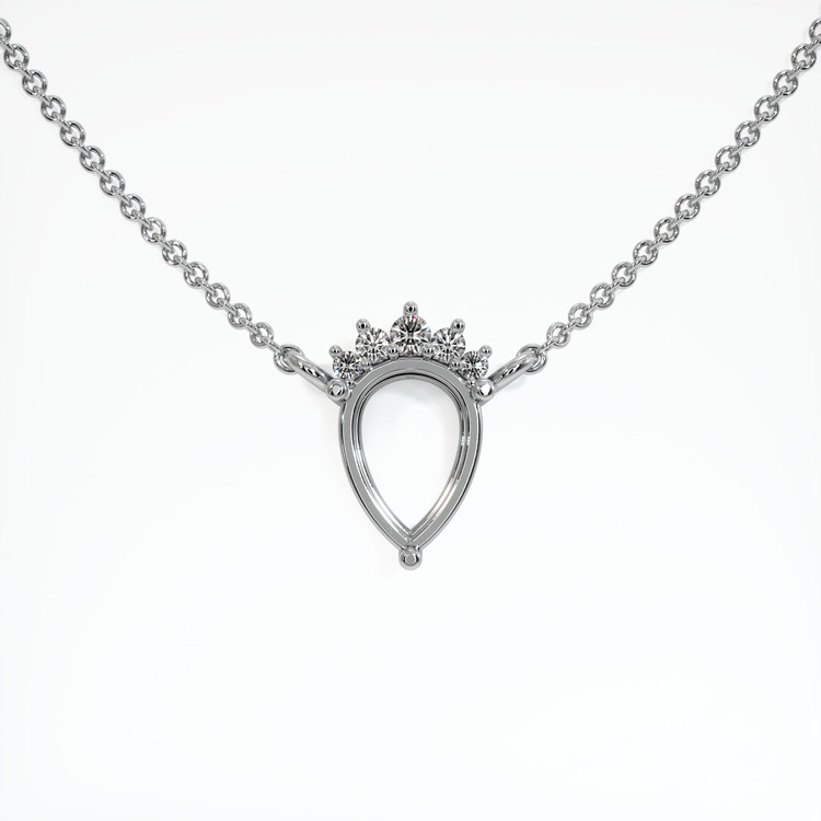 14K White Gold Accent Stones Necklace Setting