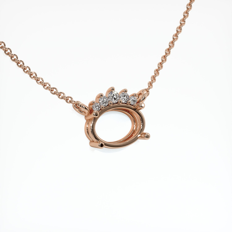 14K Rose Gold Accent Stones Necklace Setting