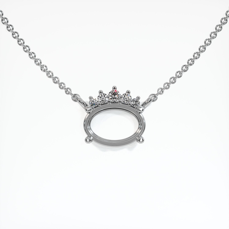 14K White Gold Accent Stones Necklace Setting