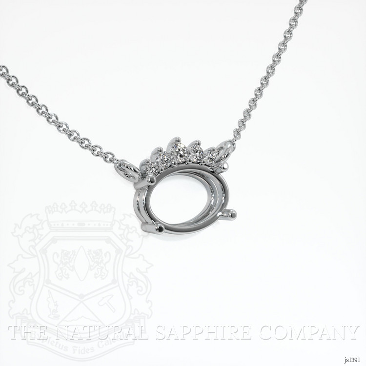 14K White Gold Accent Stones Necklace Setting