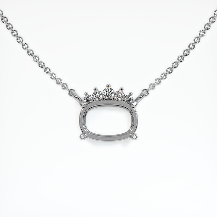 14K White Gold Accent Stones Necklace Setting
