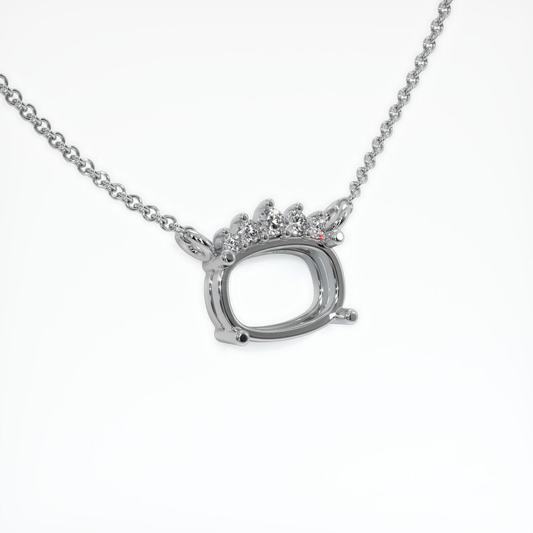 14K White Gold Accent Stones Necklace Setting
