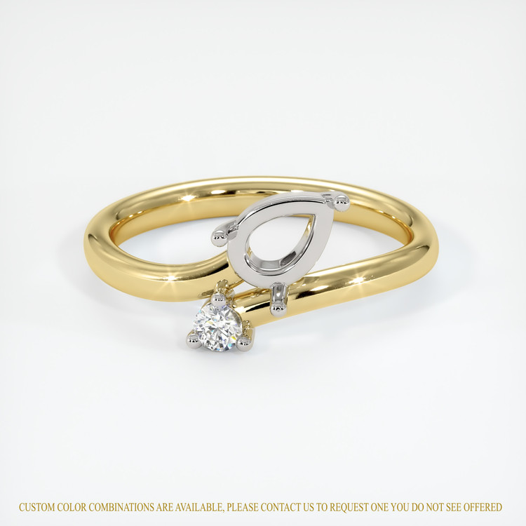14K White & Yellow Accent Stones Ring Setting