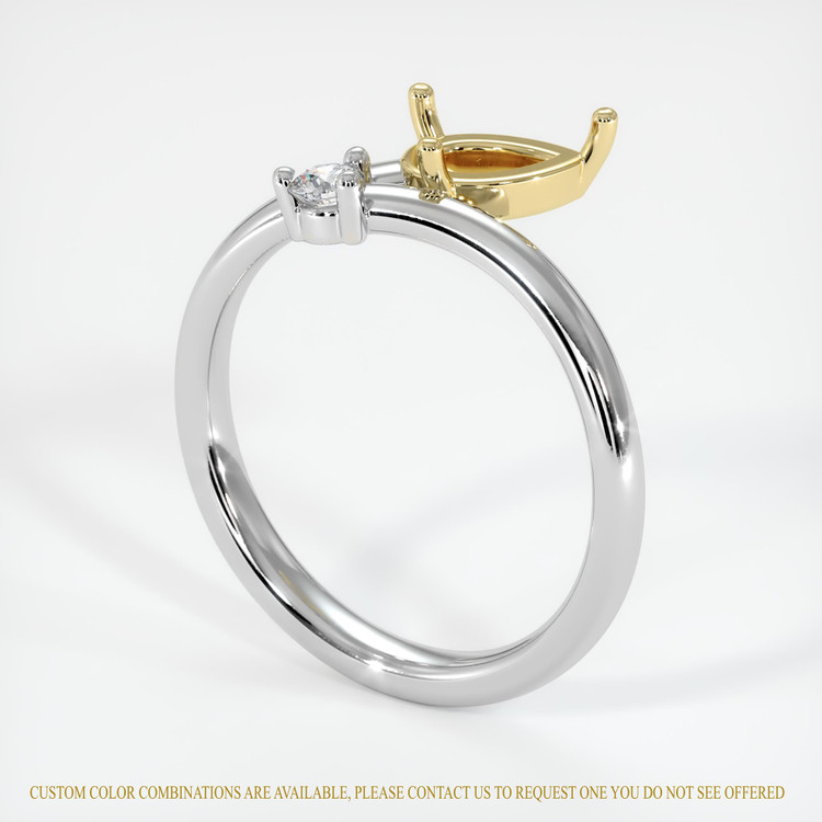 18K Yellow & White Accent Stones Ring Setting