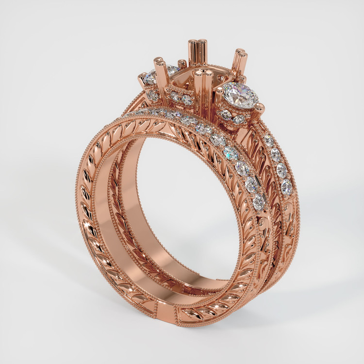 14K Rose Gold Antique Style Ring Setting