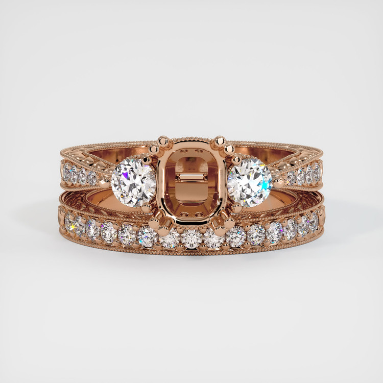 18K Rose Gold Antique Style Ring Setting