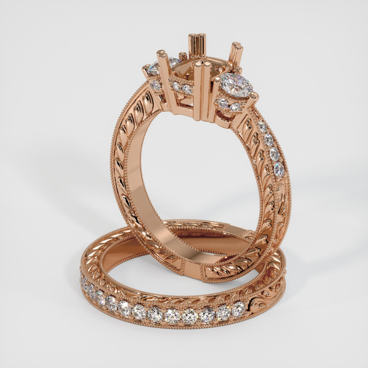 18K Rose Gold Antique Style Ring Setting