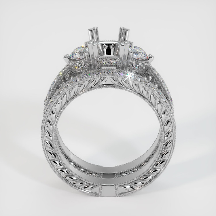 14K White Gold Antique Style Ring Setting