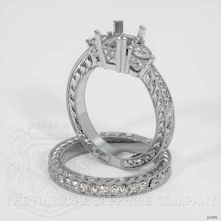 14K White Gold Antique Style Ring Setting