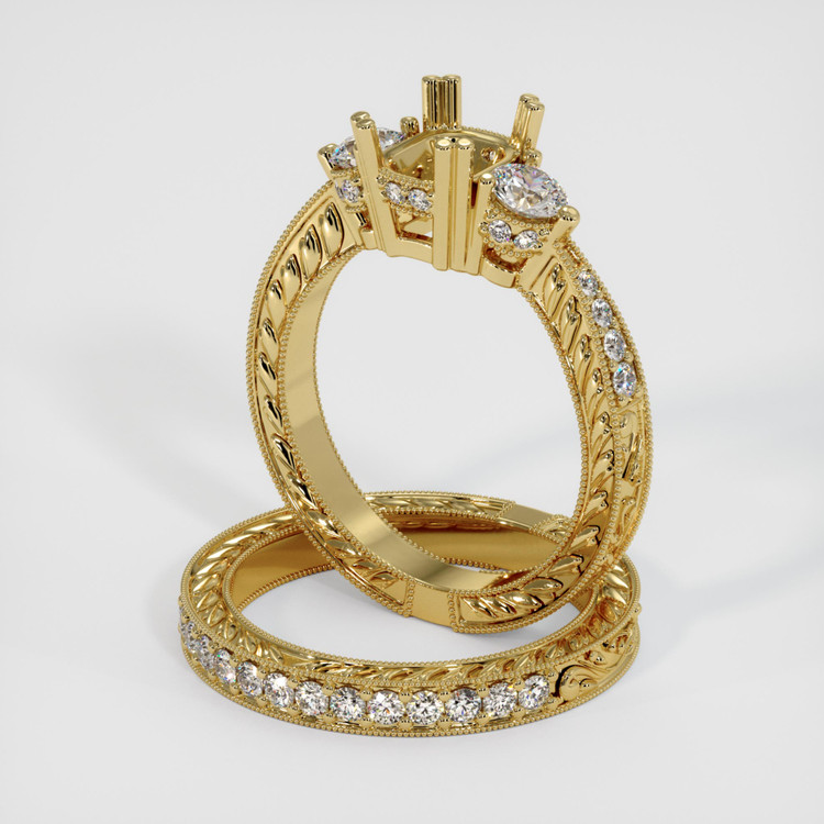 14K Yellow Gold Antique Style Ring Setting