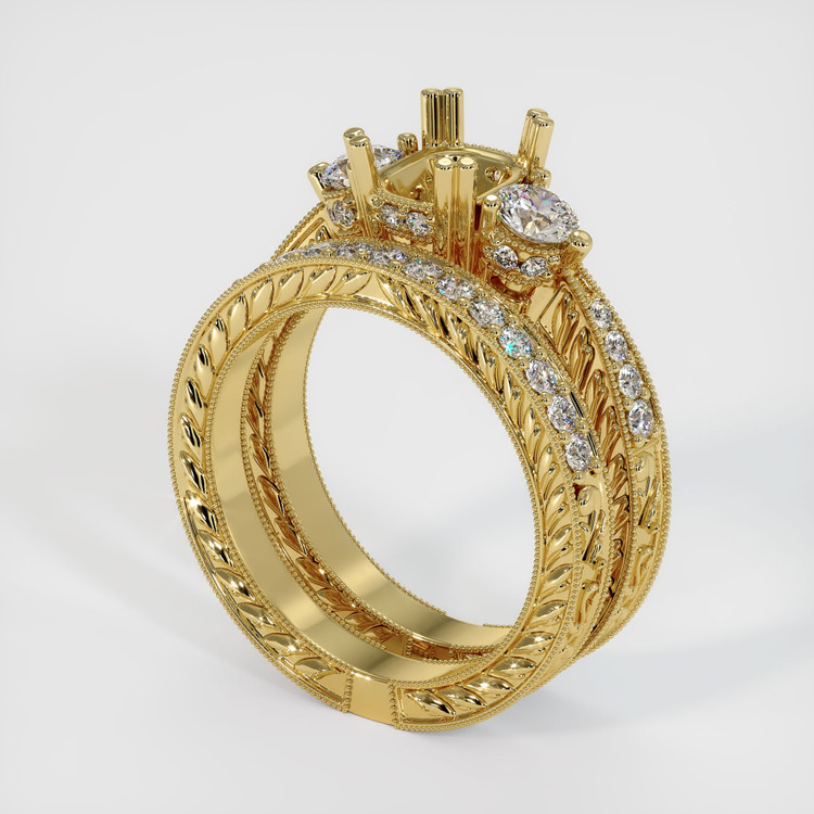 18K Yellow Gold Antique Style Ring Setting