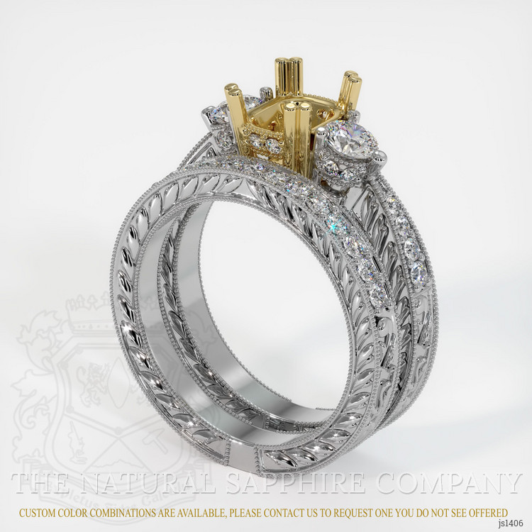 14K Yellow & White Antique Style Ring Setting