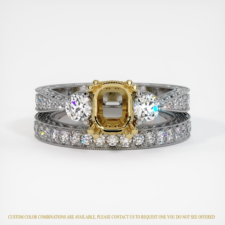 18K Yellow & White Antique Style Ring Setting