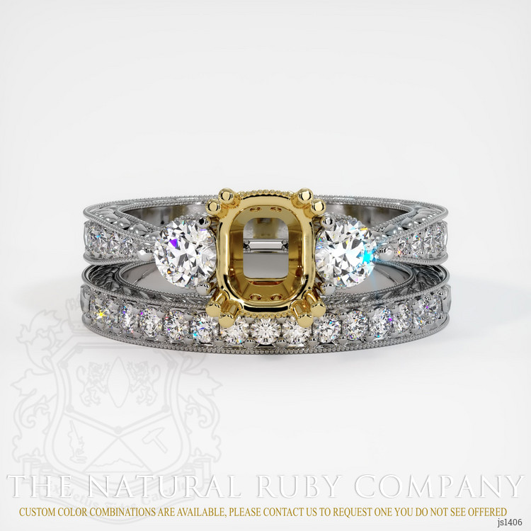 18K Yellow & White Antique Style Ring Setting