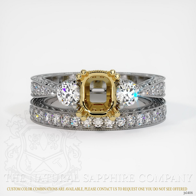 18K Yellow & White Antique Style Ring Setting