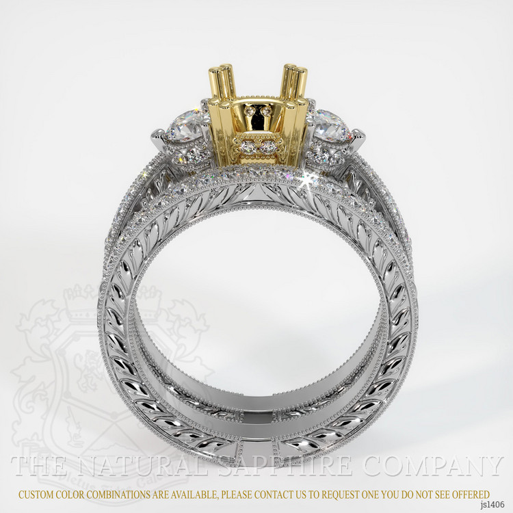 18K Yellow & White Antique Style Ring Setting