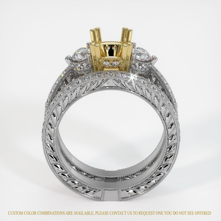 18K Yellow & White Antique Style Ring Setting