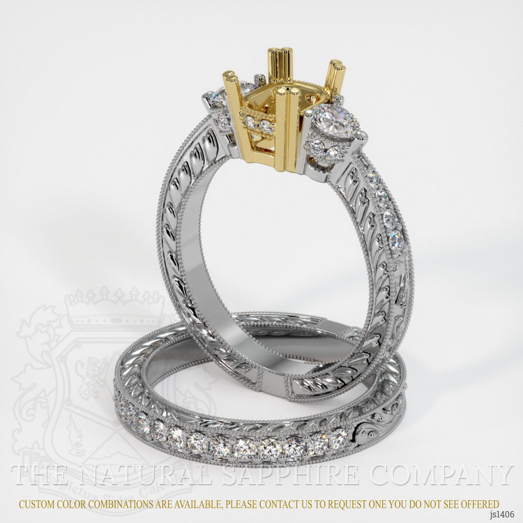 18K Yellow & White Antique Style Ring Setting