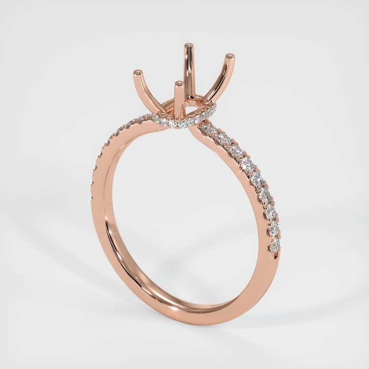 14K Rose Gold Pave Ring Setting
