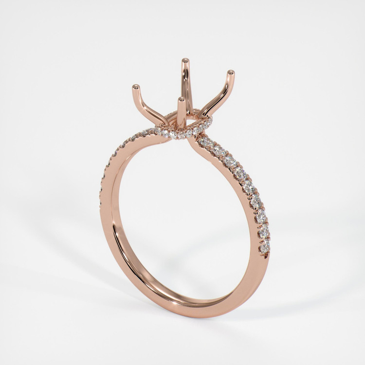 14K Rose Gold Pave Ring Setting