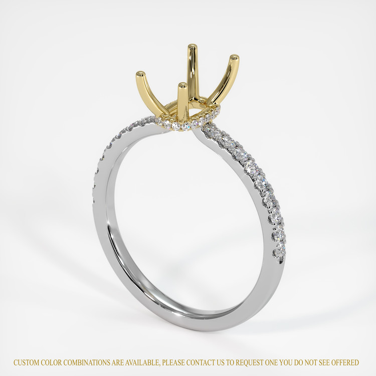 14K Yellow & White Pave Ring Setting