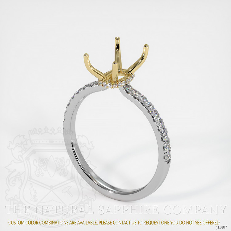 14K Yellow & White Pave Ring Setting