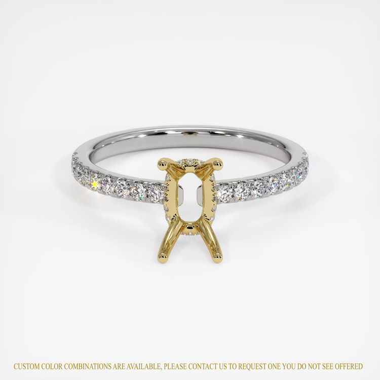 14K Yellow & White Pave Ring Setting