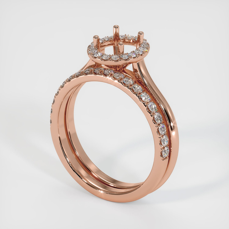 14K Rose Gold Pave Ring Setting