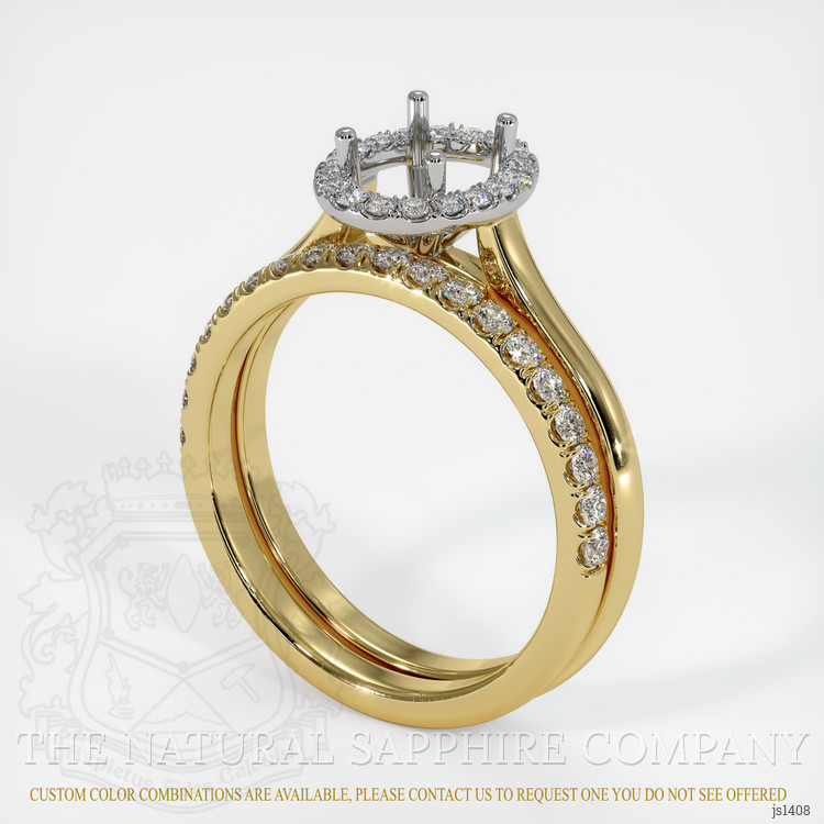 14K White & Yellow Pave Ring Setting